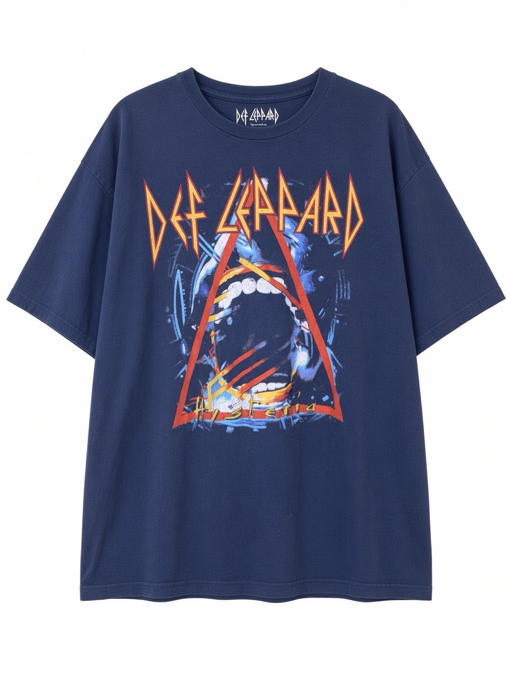 Def Leppard Navy Hysteria 1987 UK Tour Tee Double Sided Size 2XL